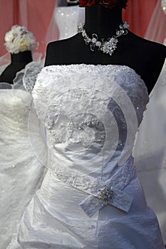 Detail of a weddings dress