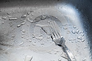 Detail of wet fork and drops