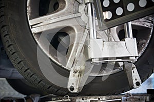 Detail of wheel alignment machine camera
