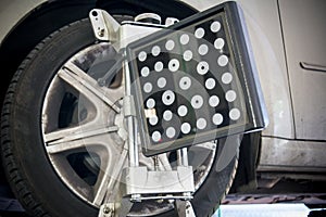 Detail of wheel alignment machine camera