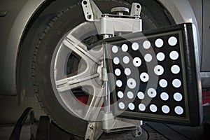 Detail of wheel alignment machine camera