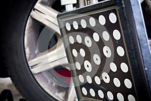 Detail of wheel alignment machine camera