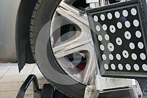Detail of wheel alignment machine camera