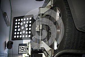 Detail of wheel alignment machine camera