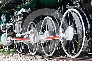 Detail of the wheels on a train