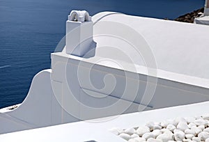 Detail of white washed traditional houses, Greece, Santorini isl