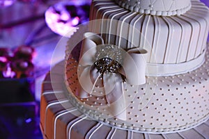 Detail of white wedding cake