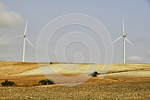 Detail of a wind farm in southern Spain. Renewable energy.