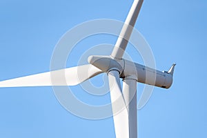 Detail of a wind turbine against clear sky