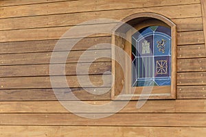 Detail of a window of an old Spanish galleon replica