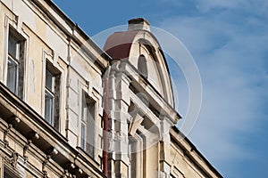 Detail of a window on a roof of an old house