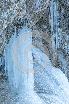 Icefall on a rock wall