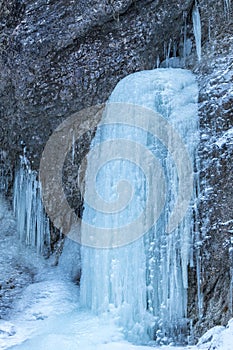 Icefall on a rock wall
