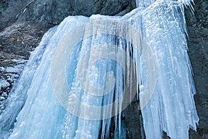 Icefall on a rock wall
