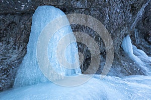 Icefall on a rock wall