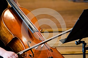 Detail of a woman playing cello photo