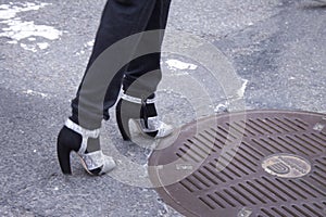Detail of Womens high heels in New York