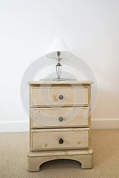 Detail of a wooden bedside table