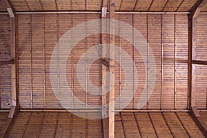 Detail of the wooden ceiling of an old church in Pornichet, Brittany, France