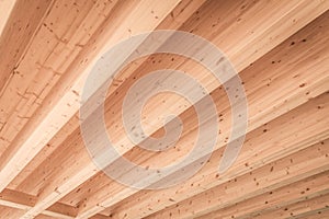 Detail of wooden roof with beams, background