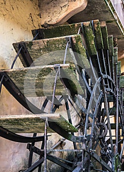 Wooden shovels of an old watermill.