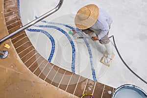 Detail work on new pool plaster