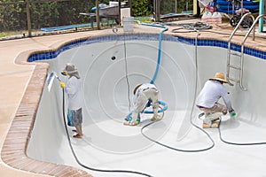 Detail work on new pool plaster