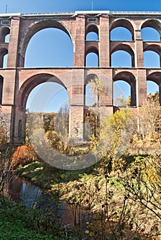 Detail of world largest brick bridge Goltzschtalbrucke near Plauen city