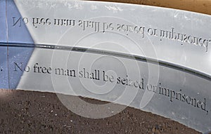 Detail of the Writ in Water art installation at Runnymede in Surrey