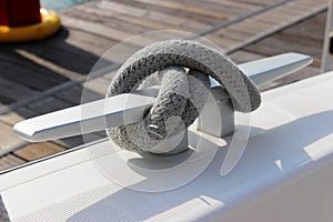 Detail yacht rope and cleat