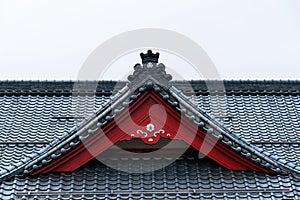 Detail of Yahiko station roof in Yahiko, Niigata, Japan.