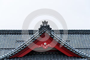 Detail of Yahiko station roof in Yahiko, Niigata, Japan