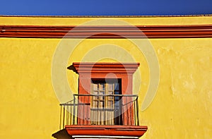 Detail of yellow Mexican Colonial House