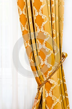 Detail of yellow vintage drapery