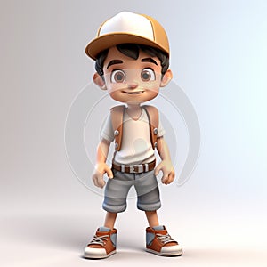 Detailed 3d Cartoon Render Of Kid Daniel With Hat - Highly Realistic Character Design