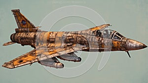 Detailed 3d Graphic Of Rusty Iron Jet In Liam Sharp Style