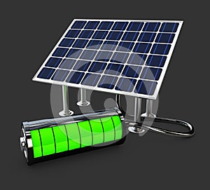 Detailed 3d Illustration of Electric Solar Panel with full battery.