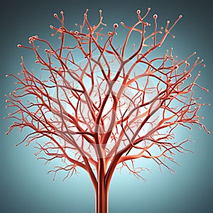 Detailed 3D Illustration: Human Nervous System Structure Isolated with Solid Plane Background