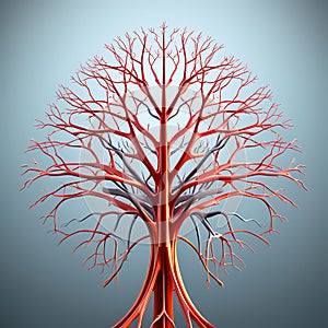 Detailed 3D Illustration: Human Nervous System Structure Isolated with Solid Plane Background