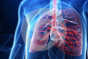 Detailed 3d illustration of lungs with medical concept, emphasizing importance in modern healthcare