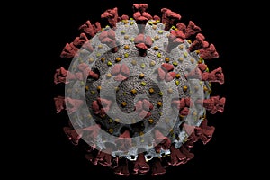 Detailed 3D image of COVID-19 SARS virus structure. Virion of MERS-CoV pneumonia Coronaviridae