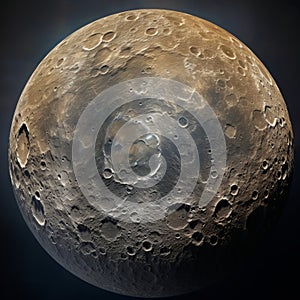 Detailed 3d Rendering Of Moon With Mottled, Large Format Lens Style
