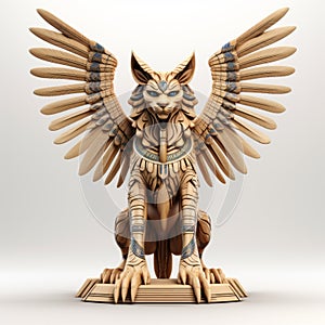 Detailed 3d Sphinx Sculpture: Powerful Symbolism In Celestialpunk Style