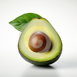 Detailed 8k Photo Of Avocado With Green Leaf In Mike Campau Style