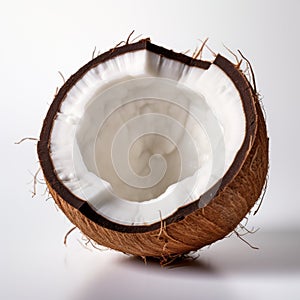 Detailed 8k Photo Of Coconut On White Background