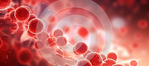 Detailed abstract background with blood cells leukocytes and erythrocytes in defocused blur