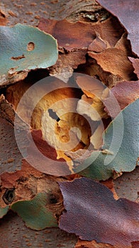 Detailed Abstract of Multicolored Tree Bark Texture Unique Natural Pattern and Design Close Up Macro Surface with