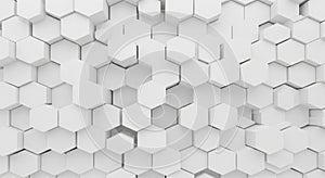 Abstract White Hexagonal Geometric Pattern with Depth and Shadows image photo
