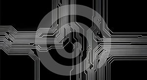 White Circuit Board Traces on Black Background image
