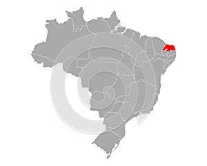 Map of Rio Grande do Norte in Brazil photo
